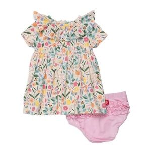 Magnetic Me Life’s Peachy Floral Baby Dress with Pink Bloomers